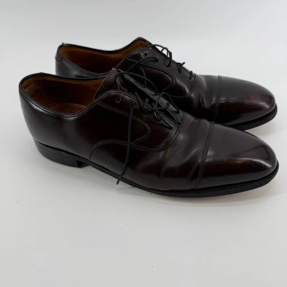 J&M Limited Collection Mens 10 Wingtip Oxford Dress‎ Shoes Burgundy Leather